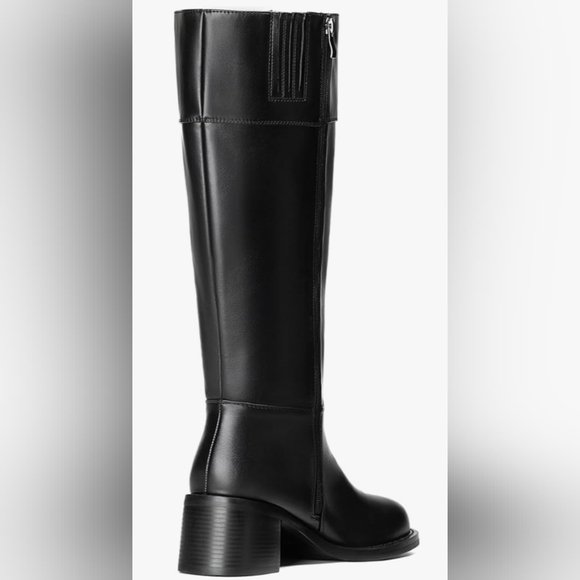 Knee High Boots Women Round Toe Chunky Block Heeled Boots Side Zipper - Picture 3 of 10